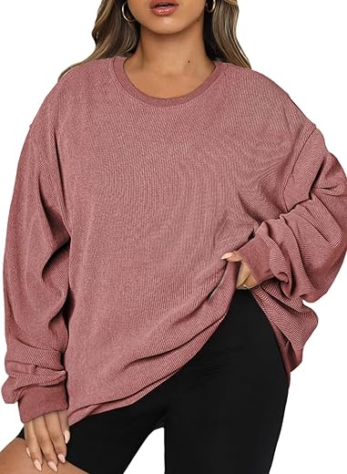 Eytino Women Plus Size Sweatshirts Long Sleeve Crew Neck Casual Oversized Soft Pullover Tops Shirts(1X-5X)