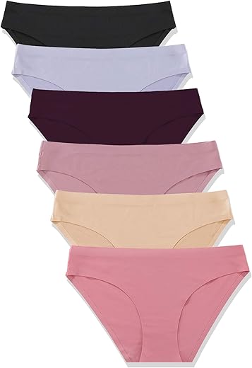 Finetoo 6 Pack Women’s Seamless Hipster Underwear No Show Panties Invisibles Briefs Soft Stretch Bikini Underwears Xs-Xl