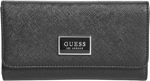 Guess Factory Women'S Abree Logo Saffiano Slim Trifold Wallet