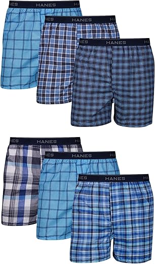 Hanes Men'S Tagless Boxer Underwear, Exposed Waistband, Multi-Packs Available