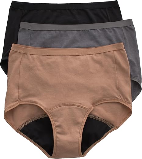 Hanes Women'S Comfort, Period. Underwear, Moderate Leaks, Bikini, Boyshort Or Brief, 3-Pack