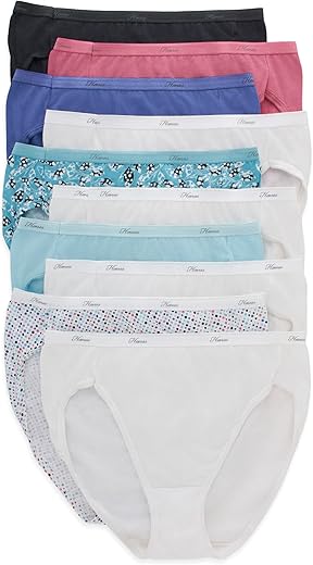 Hanes Women'S Hi-Cut Cotton Underwear, Value 10-Pack, Assorted High-Waisted Panties (Colors May Vary)