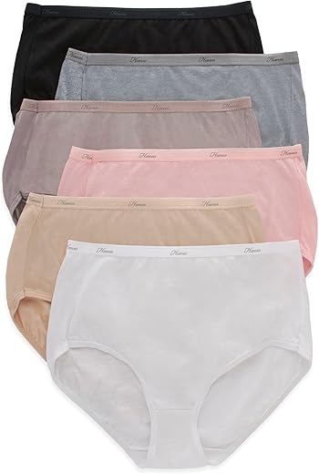 Hanes Women'S High-Waisted Brief Panties, 6-Pack, Moisture-Wicking Cotton Brief Underwear (Colors May Vary)