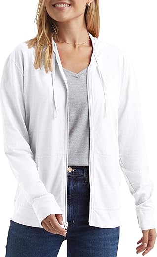 Hanes Women’s Slub Knit Full-Zip Hoodie, Textured Cotton Zip-Up T-Shirt Hoodie For Women