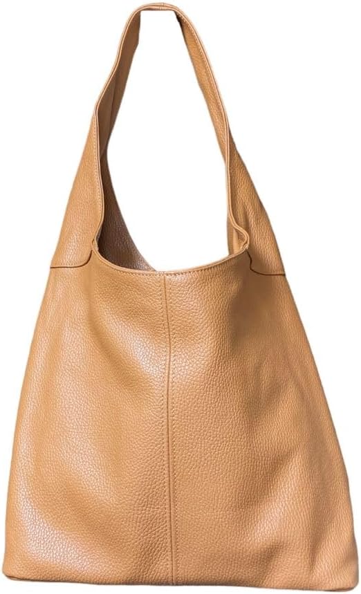 Hobo Pebbled Italian Leather Shoulder Bag – Casual Travel Tote Bag Purse