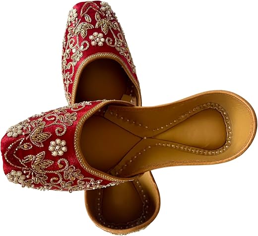 Indian Traditional Flats For Women Dressy Comfortable - Phulkari Khussa, Handmade Punjabi Jutti Ethnic Moajris For Casual &Amp; Festive Occasions