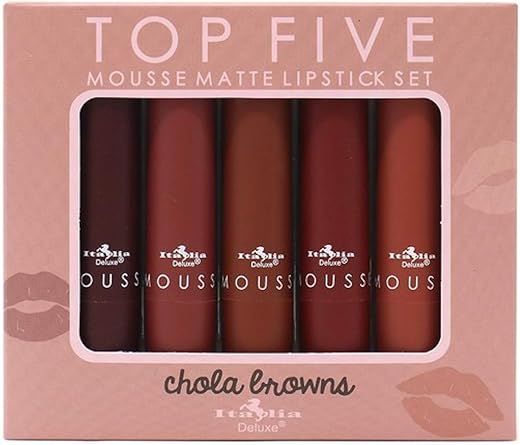 Italia Deluxe Top Five Mousse Matte Lipstick Set Chola Browns