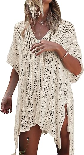 Jeasona Women’s Bathing Suit Cover Up For Beach Pool Swimwear Crochet Dress