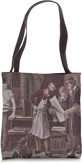 Johannes Gutenberg'S Printing Press 1St Proof Illustration Tote Bag