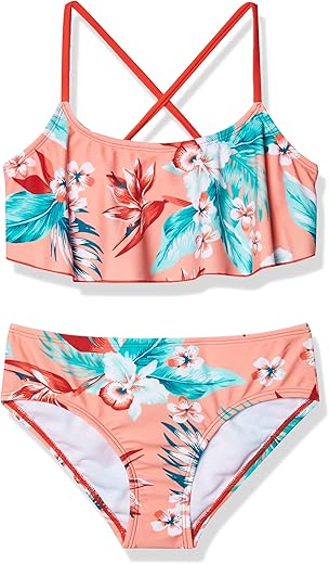 Kanu Surf Girls' Alania Flounce Bikini Beach Sport 2 Piece Swimsuit