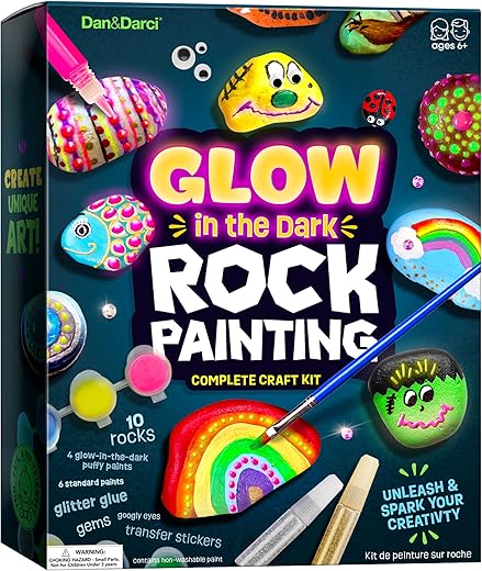 Kids Rock Painting Kit - Glow In The Dark - Arts &Amp; Crafts Easter Gifts For Boys And Girls Ages 6-12 - Craft Activities Kits - Creative Art Toys For 6, 7, 8, 9, 10, 11 &Amp; 12 Year Old Kids