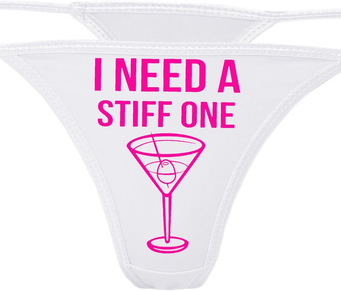 Knaughty Knickers - I Need A Stiff One White Thong - Fun Flirty Underwear - Panty Game Bachelorette Bridal Lingerie Shower