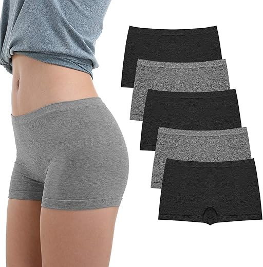 Laleste Women'S Boyshort Underwear Full Coverage Seamless Panties Soft Stretch Boxer Briefs 5 Packs