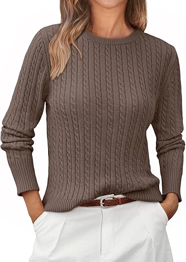 Lillusory Cable Knit Sweater Women'S Soft Pullover Sweaters