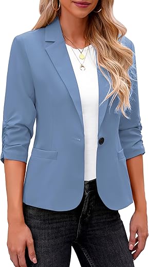 Lookbookstore Blazers For Women Suit Jackets Dressy 3/4 Sleeve Blazer Business Casual Outfits For Work