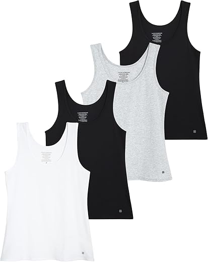 Lucky Brand Women'S Tank Top - 4 Pack Stretch Cotton Scoop Neck Sleeveless T-Shirt (S-Xl)