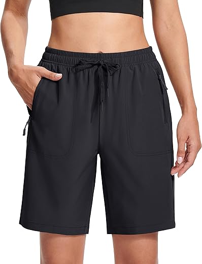 Magcomsen Women'S Hiking Shorts Lightweight Quick Dry 8&Quot; Golf Shorts Water Resistant With 3 Zipper Pockets