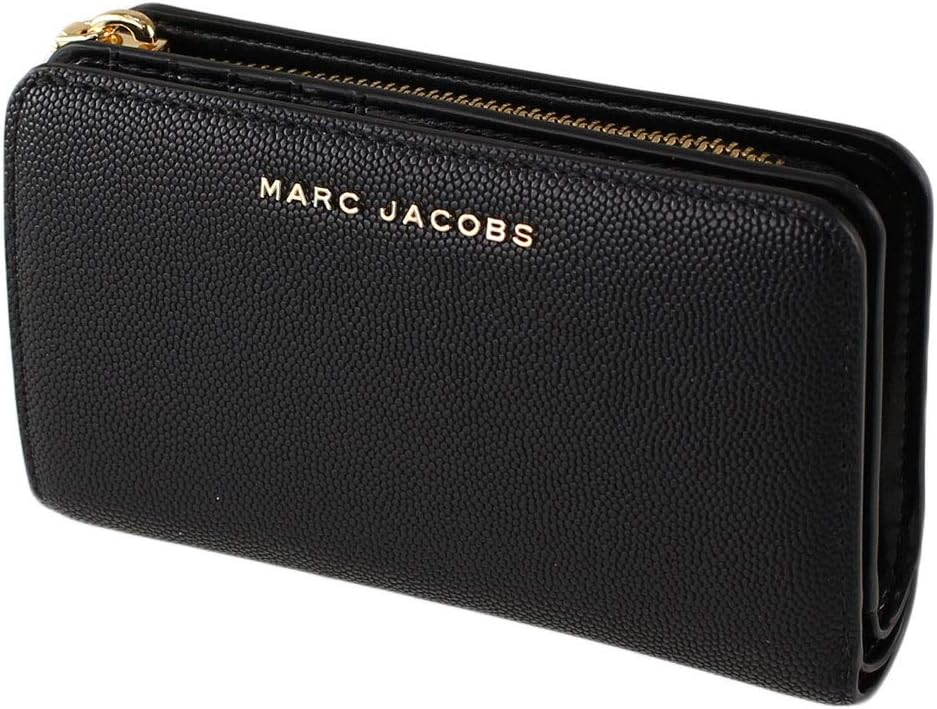 Marc Jacobs M0016990 Black Saffiano Leather With Gold Hardware Medium Women'S Bifold Wallet