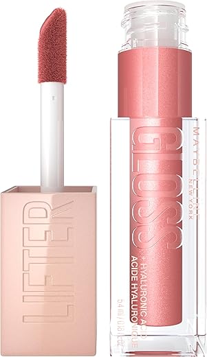 Maybelline Lifter Gloss, Hydrating Lip Gloss With Hyaluronic Acid, Moon, Nude Pink, 0.18 Ounce