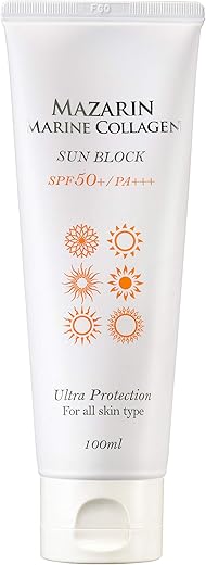 Mazarin Marine Collagen Sun Screen Spf50+ Pa+++ Big Size 100Ml For All Skin Type/3 In 1(Brightening+Anti-Wrinkle+Sun Screen)/Made In Korea