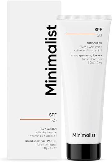 Minimalist Sunscreen Spf 50 Lightweight With Multi-Vitamins | No White Cast | Broad Spectrum Pa ++++ | For Women &Amp; Men | 50G