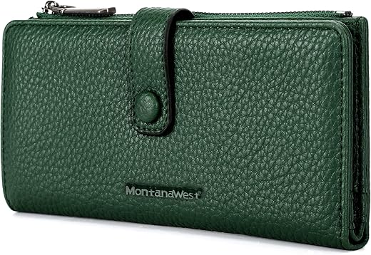 Montana West Women'S Wallet Long Bifold Card Holder Rfid Blocking With Zipper Coin Pocket