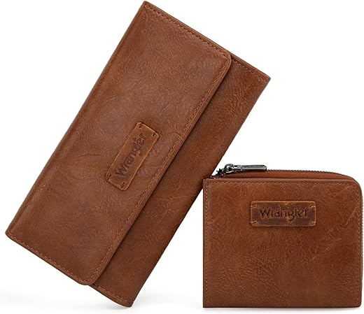 Montana West X Wrangler Wallet Women Rfid Blocking Wallet Womens Large Brown Wallets For Women With Id Window Gifts For Birthday Anniversary