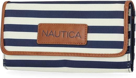 Nautica Womens The Perfect Carry All Money Manager Wallet Oraganizer With Rfid Blocking Wallet, Indigo/Bone/Sand, One Size Us