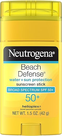 Neutrogena Beach Defense Water-Resistant Spf 50+ Sunscreen Stick, Broad Spectrum Uva/Uvb Protection, Paba- &Amp; Oxybenzone-Free Face &Amp; Body Sunscreen Stick, Hands-Free Application, 1.5 Oz