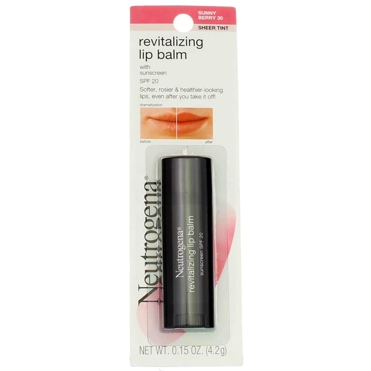 Neutrogena Revitalizing And Moisturizing Tinted Lip Balm With Sun Protective Broad Spectrum Spf 20 Sunscreen, Lip Soothing Balm With A Sheer Tint In Color Sunny Berry 30,.15 Oz