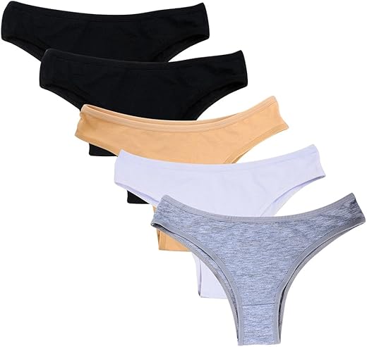 Nightaste Women'S 5-Pack Soft Cotton Tanga Panties Breathable Sport Cheeky Half Back Coverage Bikini Underwear