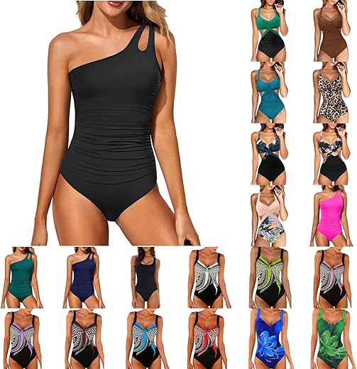 One Piece Swimsuit Women Retro Print Bathing Suit Slim Tummy Control Swimsuits Push Up Swimwear Beachwear