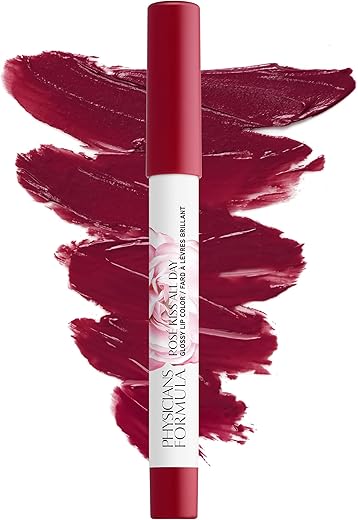 Physicians Formula Rosé Kiss All Day Glossy Lipstick Lip Color Makeup, Red Xoxo | Dermatologist Tested, Clinicially Tested