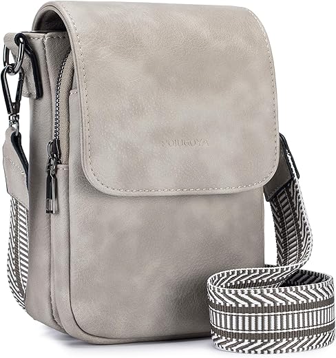 Poiugoya Small Crossbody Bags For Women Trendy,Leather Triple Compartment Cell Phone Crossbody Wallet Purses With Card Slots