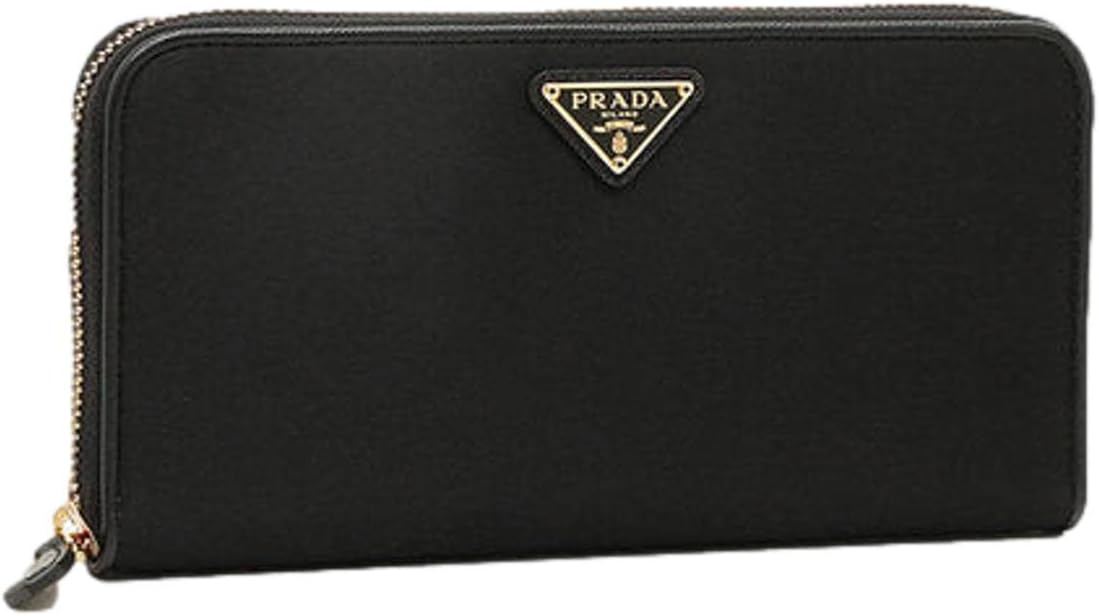 Prada Women'S Large Black Tessuto Nylon And Leather Zip Around Wallet 1Ml506