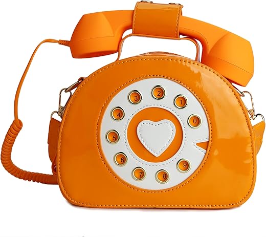 Qiming Retro Dial Telephone Crossbody Shoulder Bag,Pu Movable Microphone Purse For Women