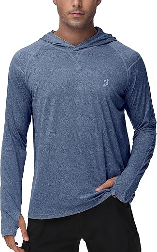 Roadbox Upf 50+ Fishing Shirts For Men - Long Sleeve Uv Sun Protection Hoodie Shirt For Running Athletic Workout Hiking