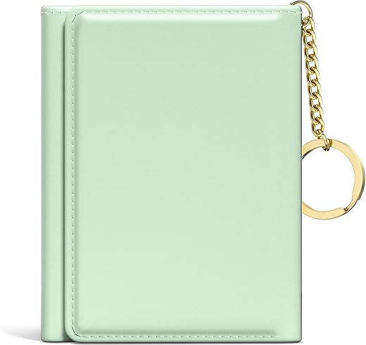 Rouidr Womens Wallet, Small Slim Rfid Card Wallets For Women, Trifold Leather Card Wallet Organizer, Cute Front Pocket Wallets With 7 Card Slots &Amp; Id Window(Green)