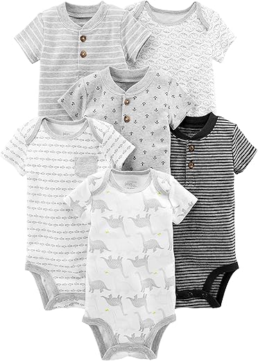 Simple Joys By Carter'S Baby Boys' Short-Sleeve Bodysuit, Pack Of 6