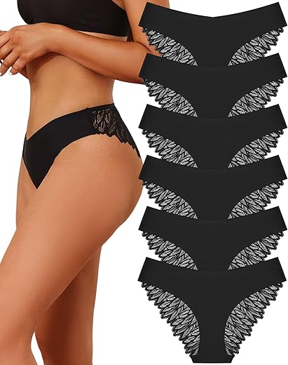 Sth Big Cheeky Underwear For Women Lace No Show Bikini Soft Breathe Seamless Panties Ladies Sexy Hipster Set 6 Pack