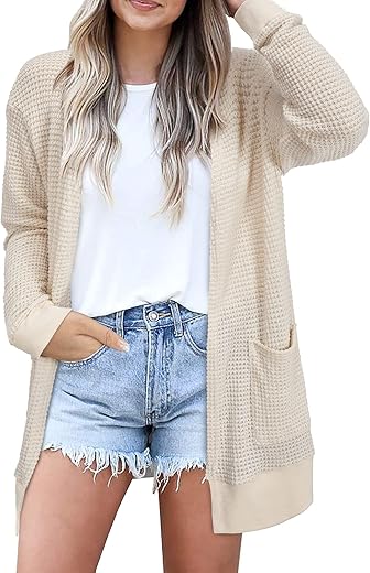 Styleword Women'S Fashion Cardigan Sweater Lightweight Open Front Long Casual Beach Kimonos Outfits With Pockets