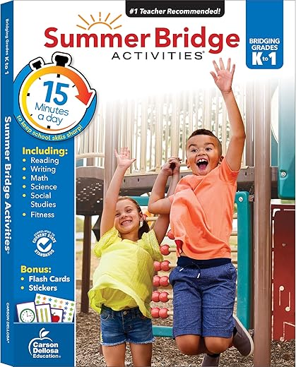 Summer Bridge Activities Kindergarten To 1St Grade Workbooks, Math, Reading Comprehension, Writing, Science, Fitness, Social Studies Summer Learning, 1St Grade Workbooks All Subjects With Flash Cards