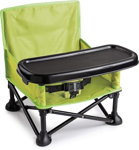 Summer By Bright Starts Pop 'N Sit Portable Booster Chair, Floor Seat, Indoor/Outdoor Use, Compact Fold, Green, 6 Mos - 3 Yrs