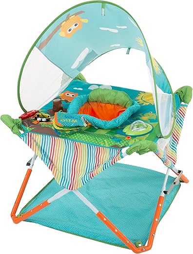 Summer Infant Pop 'N Jump Portable Baby Activity Center, Indoor Outdoor Use, Lightweight, Carrying Bag, Canopy, 6-12 Months (Animals)