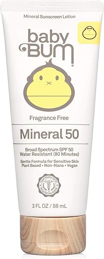 Sun Bum Baby Bum Spf 50 Sunscreen Lotion With Mineral Uva/Uvb Face And Body Protection For Sensitive Skin - Fragrance Free - Travel Size - 3 Fl Oz