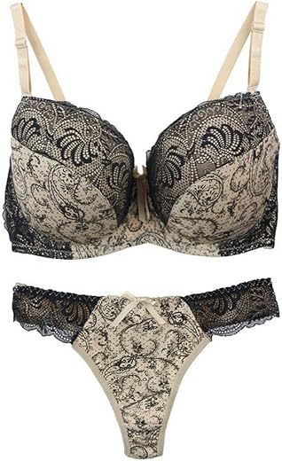 Swbreety Women'S Comfortable Push Up Embroidery Lace Bra And Panty Set Plus Size