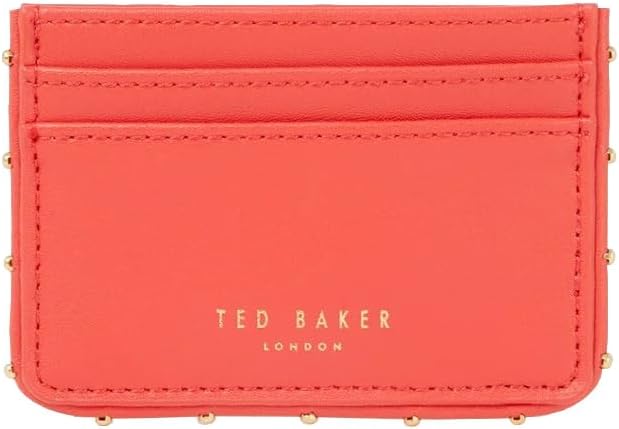 Ted Baker London Kahnia-Studded Edge Leather Cardholder, Coral