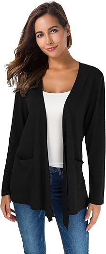 Towncat Cardigans For Women Loose Casual Long Sleeved Open Front Breathable Cardigans With Pockets