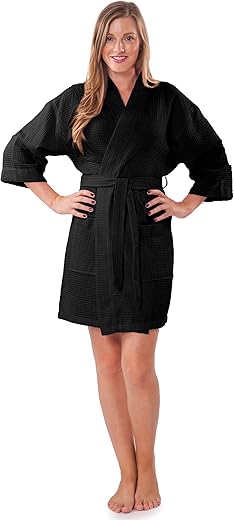 Turquaz Lightweight Short Robes For Women Waffle Kimono Bathrobe - Soft, Fast-Drying, Long-Lasting Cotton Blend