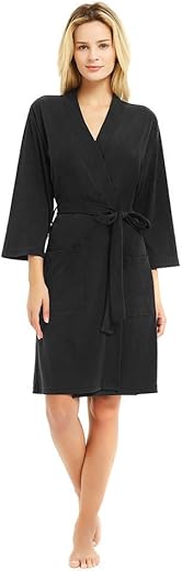 U2Skiin Womens Robes, 100% Cotton Lightweight Robes 3/4 Sleeves Kimono Knit Soft Loungewear Short Bathrobe